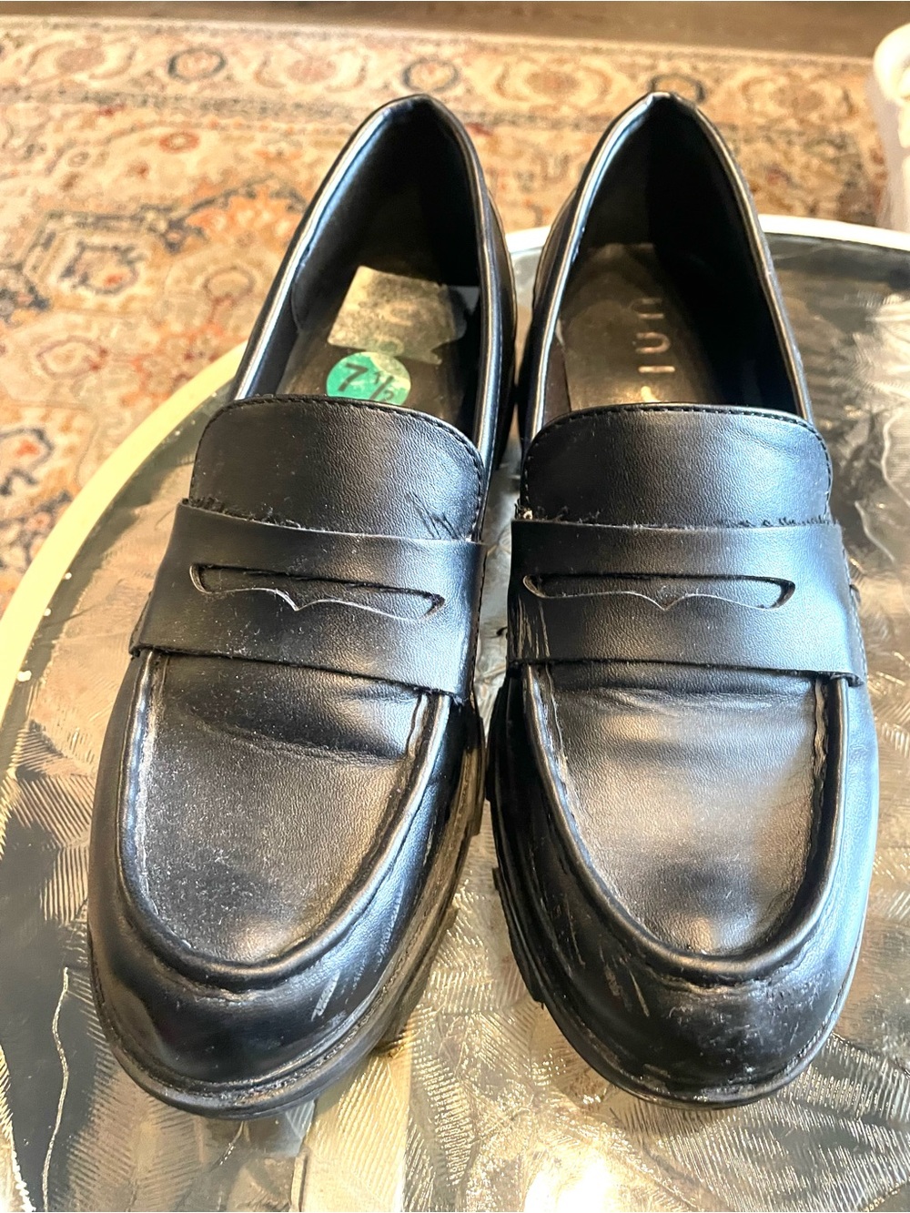 Women’s Rugged Black Penny Loafers - Picture 2 of 6